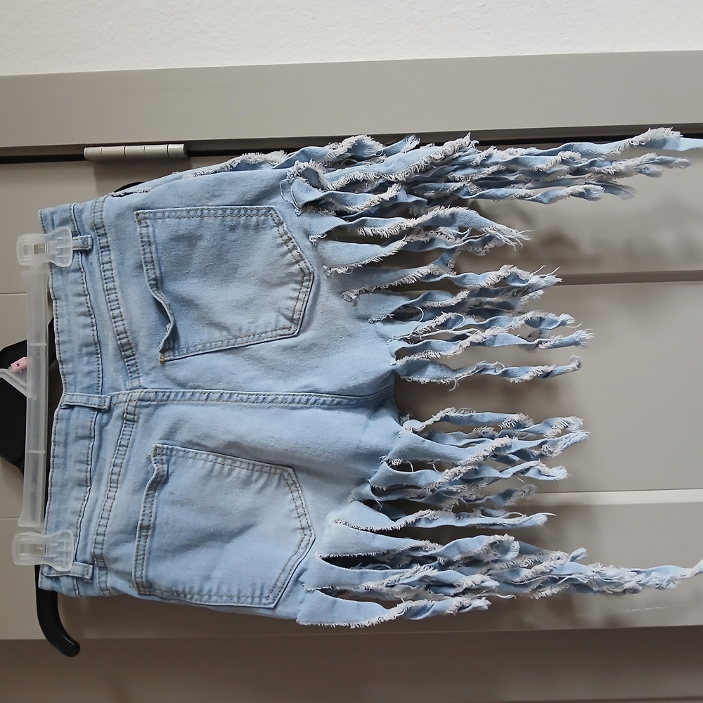 Fringe Denim Shorts